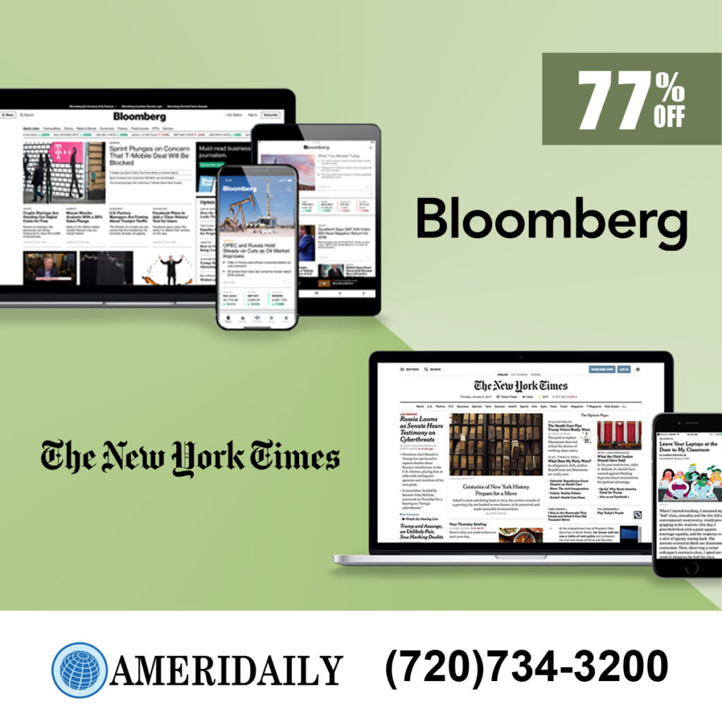 Bloomberg News and NY Times Digital Subscription for 3 Years