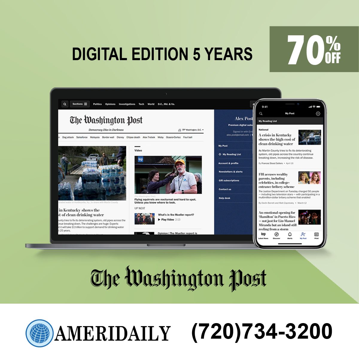 Washington Post News Digital Subscription 5-Year for Just $89