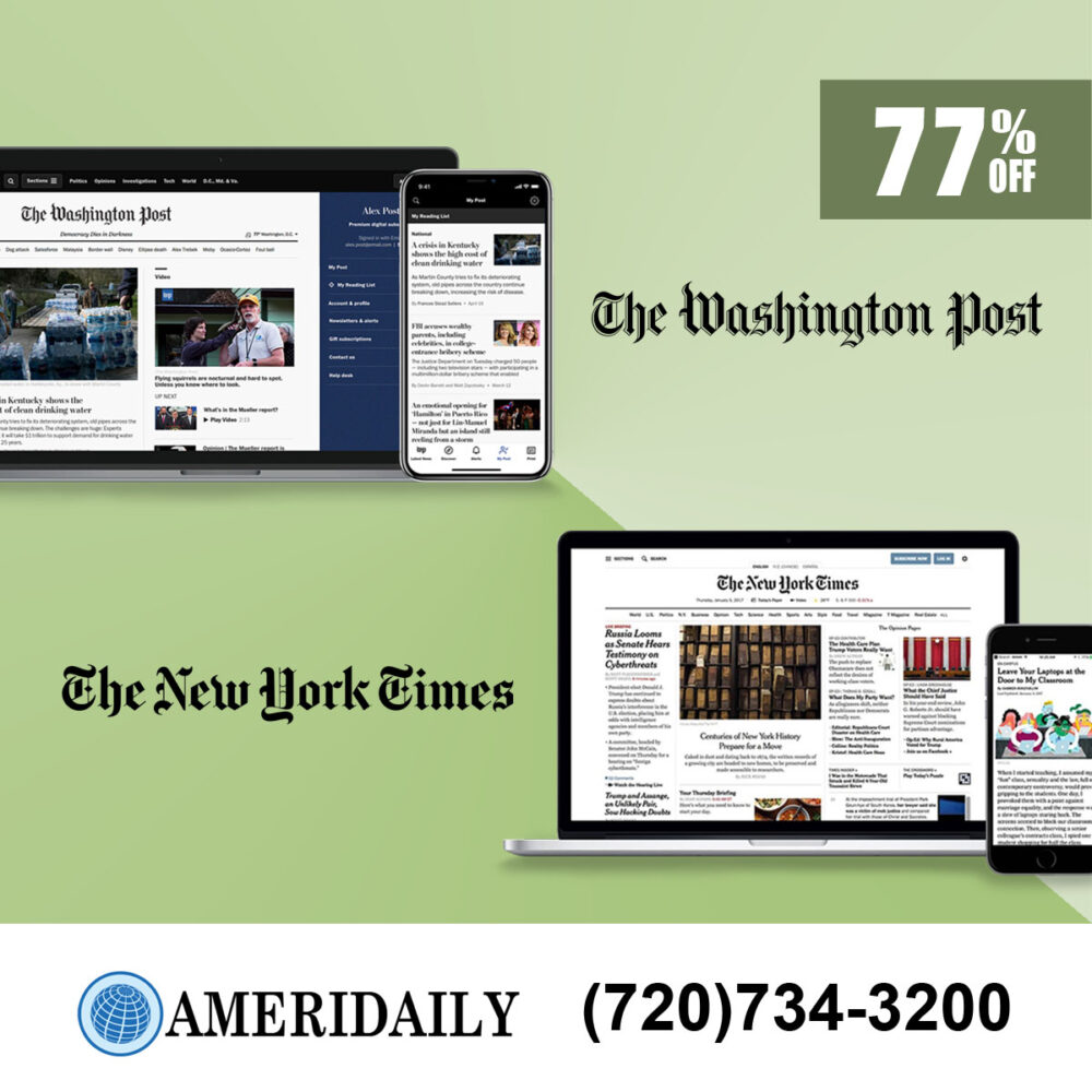 Washington Post and NY Times Digital Subscription at 77% Off